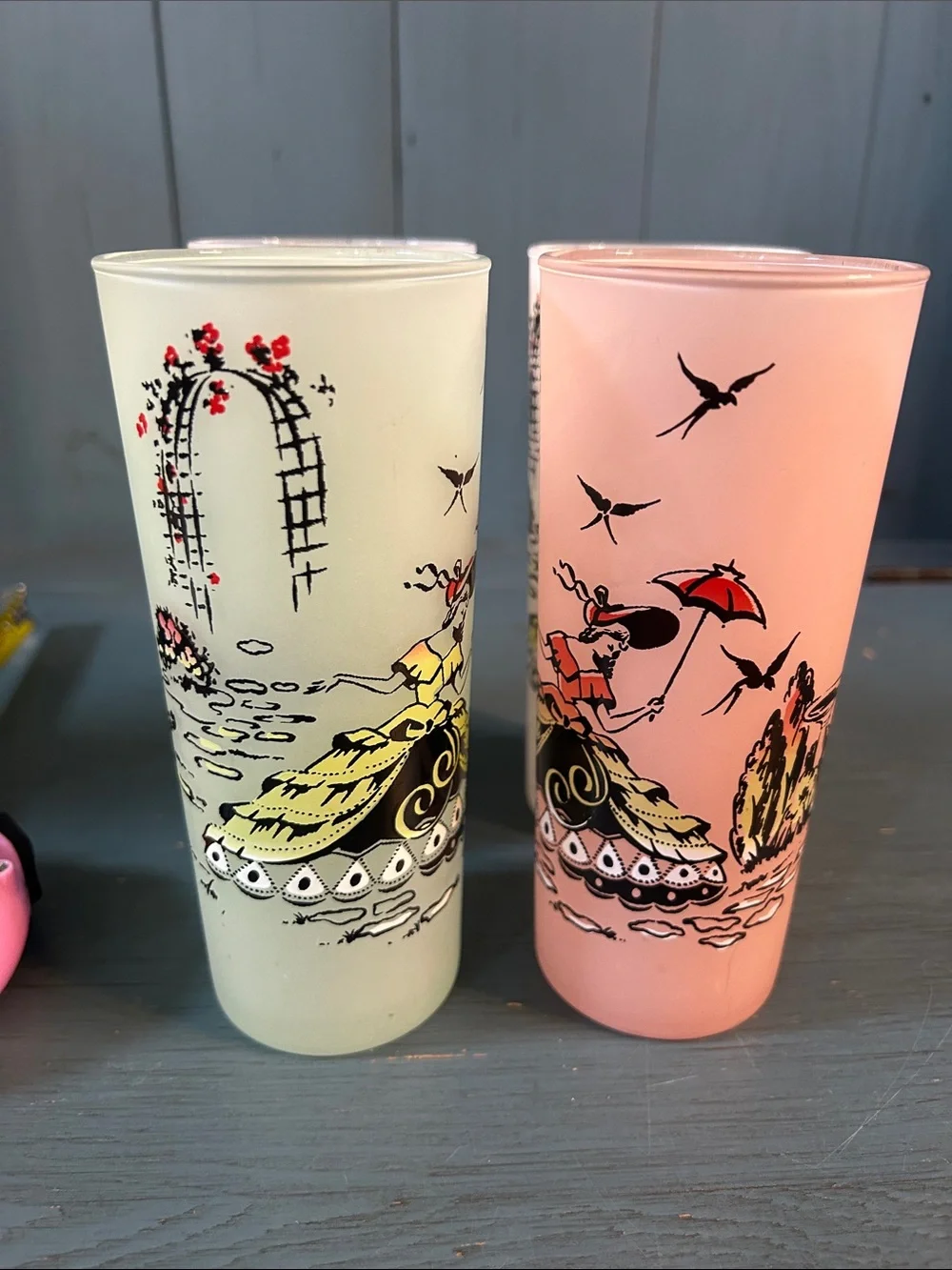Libbey Pastel Countrygirl Glass Tumbler Set - Pink, Yellow, Cream, Light Green